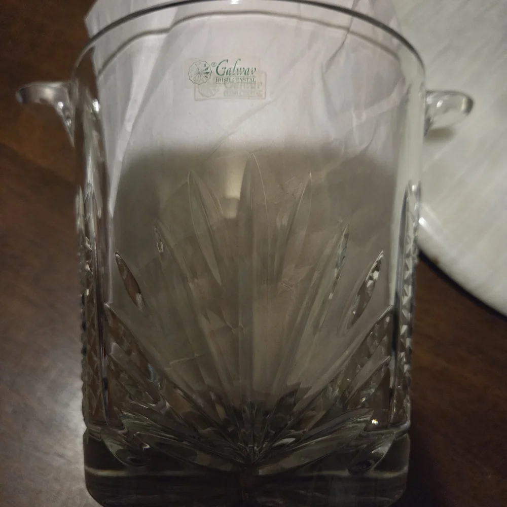 Elegant Clear Glass Ice Bucket with Handles